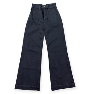 ROLLA'S Dark Black High-Rise Wide Leg Flare Jeans